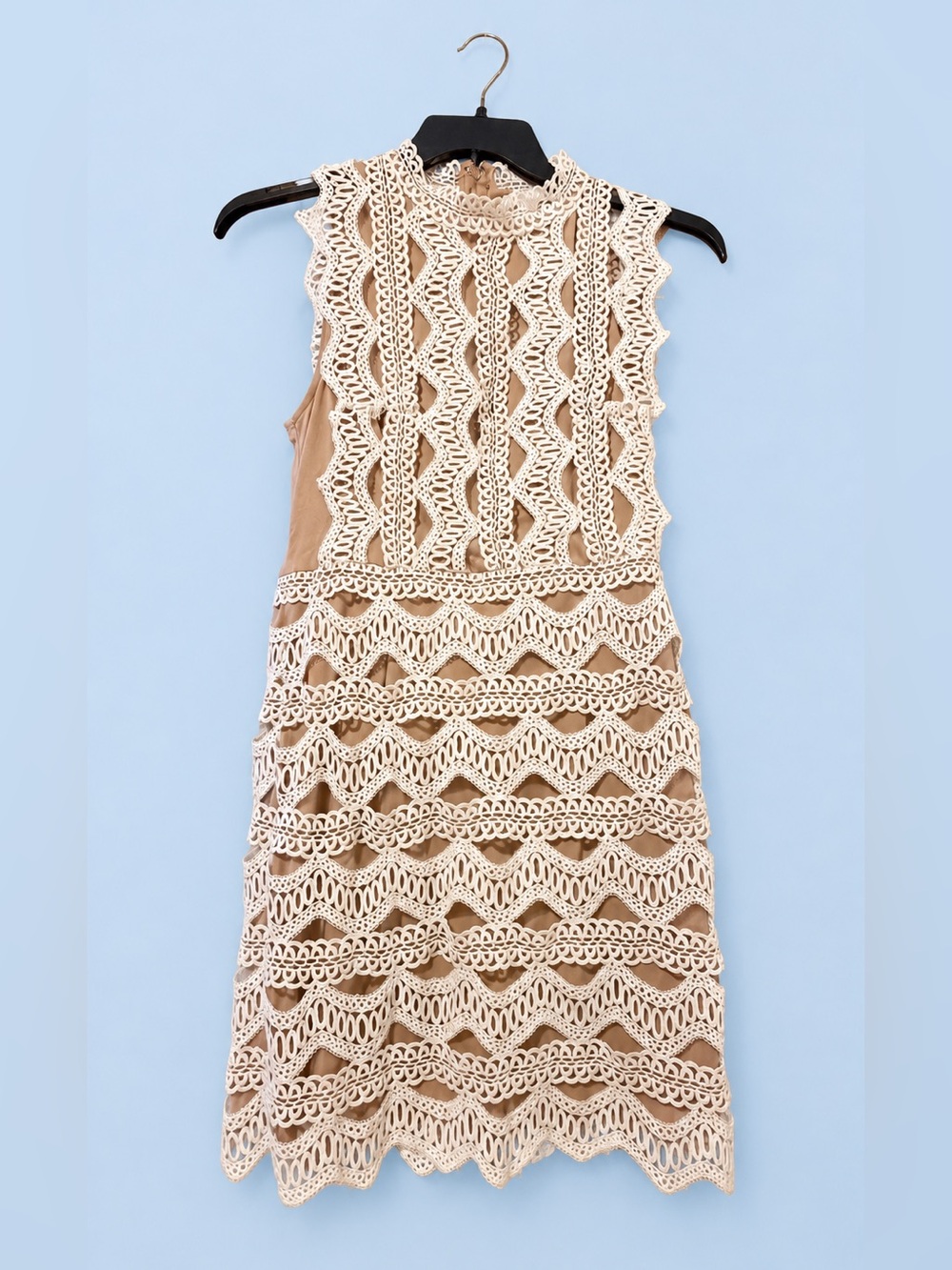 She + Sky Cream Crochet Midi Dress